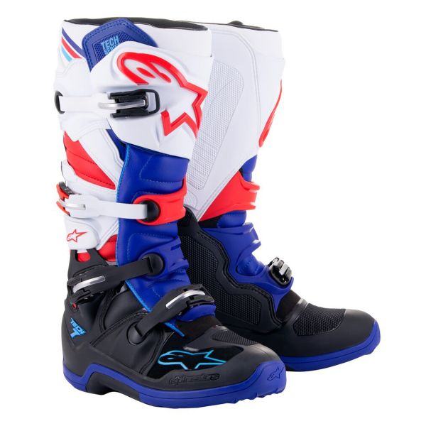 Botas Motocross Alpinestars Tech 7 Black Dark Blue Red White