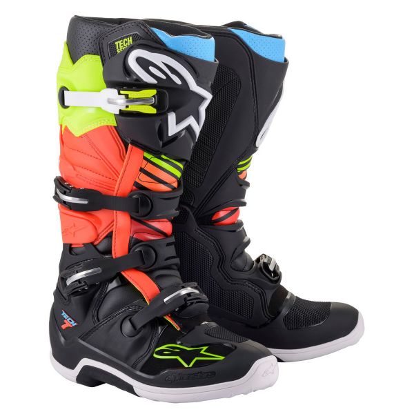 Botas Motocross Alpinestars Tech 7 Black Yellow Red Fluo