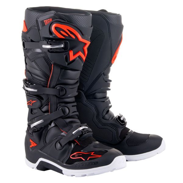 Botas Motocross Alpinestars Tech 7 Enduro Black Red Fluo
