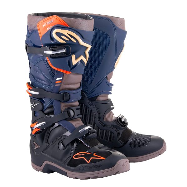 Botas Motocross Alpinestars Tech 7 Enduro Drystar Black Night Navy Warm Grey