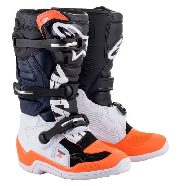 Botas Motocross Alpinestars TECH 7 S Black White Orange Fluo Enfant