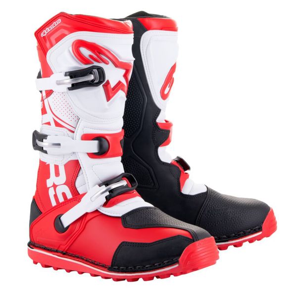 Botas Motocross Alpinestars Tech T Rojo Brillante Negro Blanco