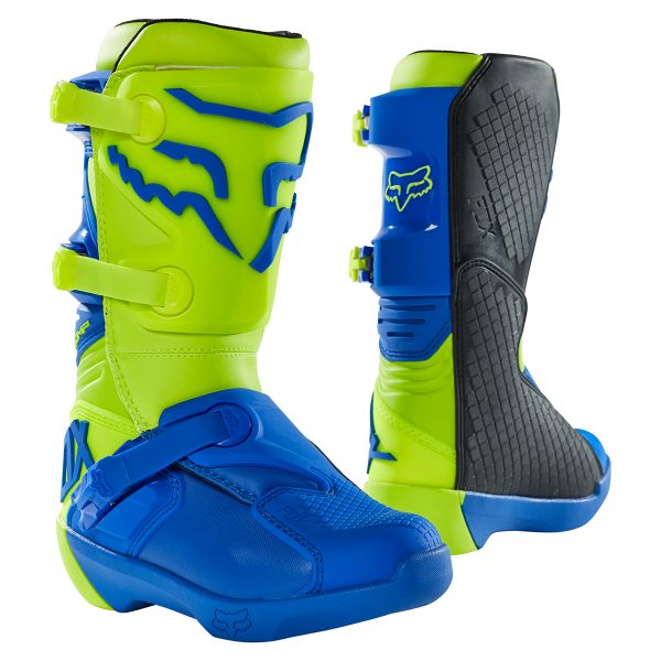 Botas motocross FOX Comp Boot Buckle Yellow Blue Niño Al Mejor Precio |  iCasque.es
