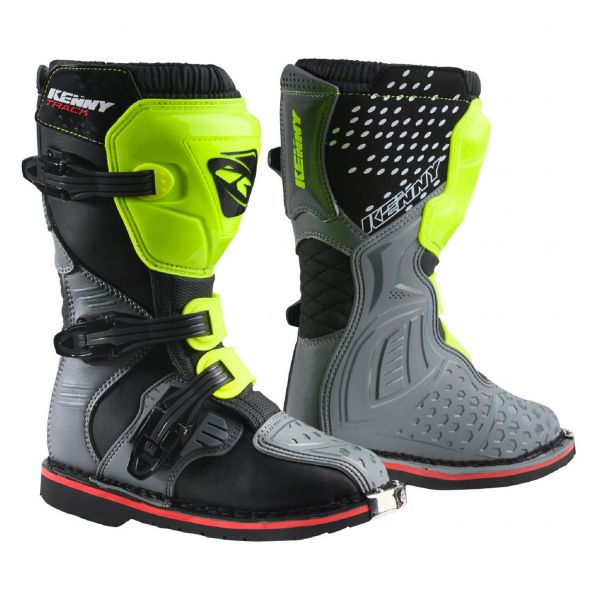 Botas Motocross Kenny Track Junior Grey Neon Yellow Boots