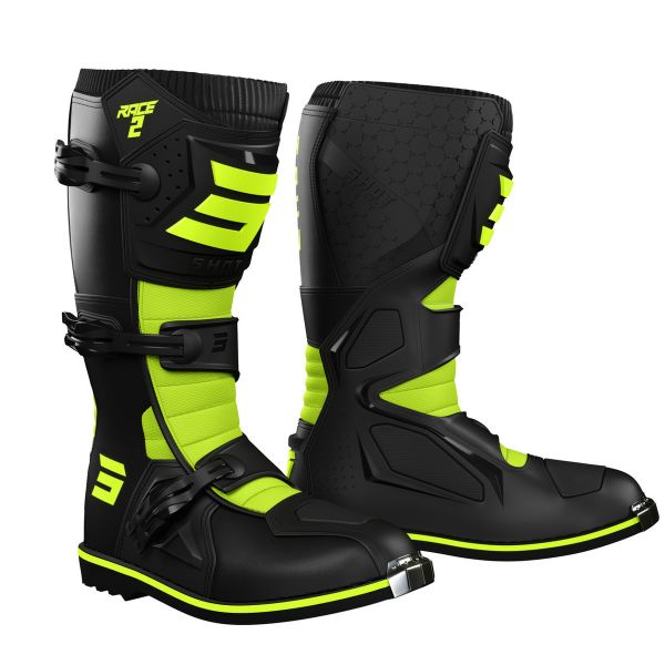 Botas Motocross SHOT Race 2 Black Neon Yellow