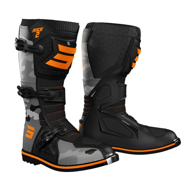 Botas Motocross SHOT Race 2 Camo Neon Orange Ni�o