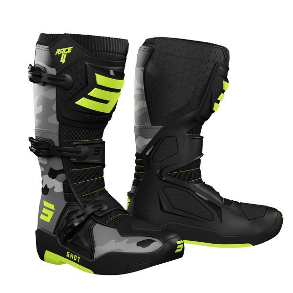 Botas Motocross SHOT Race 4 Camo Neon Yellow Botas Motocross SHOT Race 4 Camo Neon Yellow