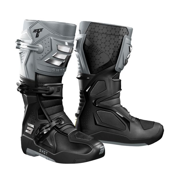 Botas Motocross SHOT Race 6 Black Grey Chrome