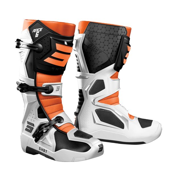 Botas Motocross SHOT Race 6 Black White Orange Botas Motocross SHOT Race 6 Black White Orange