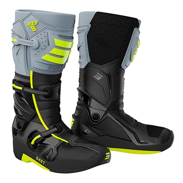 Botas Motocross SHOT Race 8 Black Neon Yellow