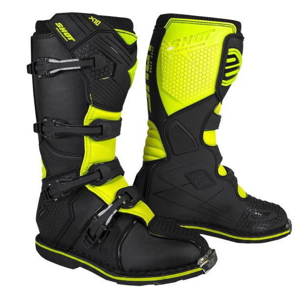 Botas Motocross SHOT X10 2.0 Black Neon Yellow