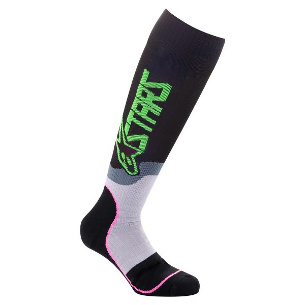 Calcetines Motocross Alpinestars Mx Plus-2 Socks Black Green Neon Pink Fluo Ni�o