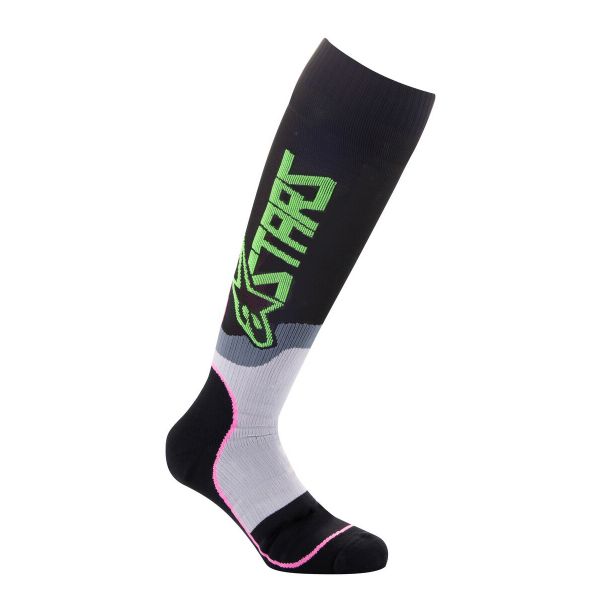 Calcetines Motocross Alpinestars Mx Plus-2 Socks Black Green Neon Pink Fluo