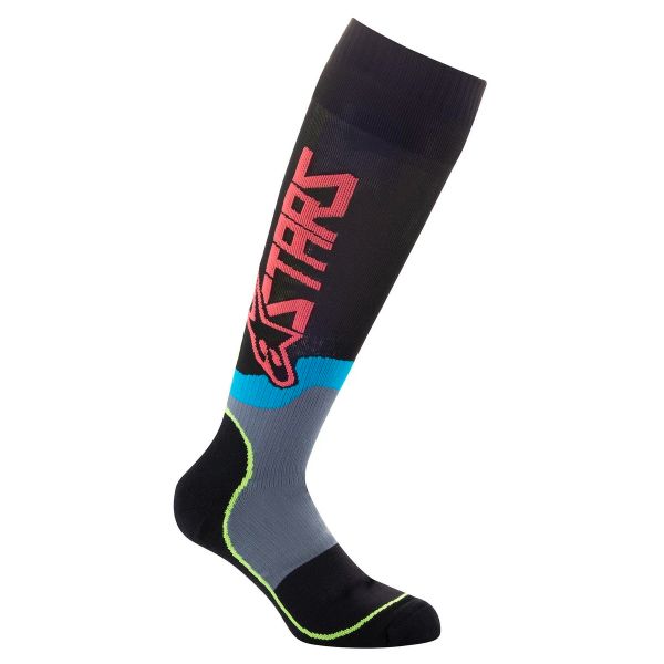 Calcetines Motocross Alpinestars Mx Plus-2 Socks Black Yellow Fluo Coral Ni�o