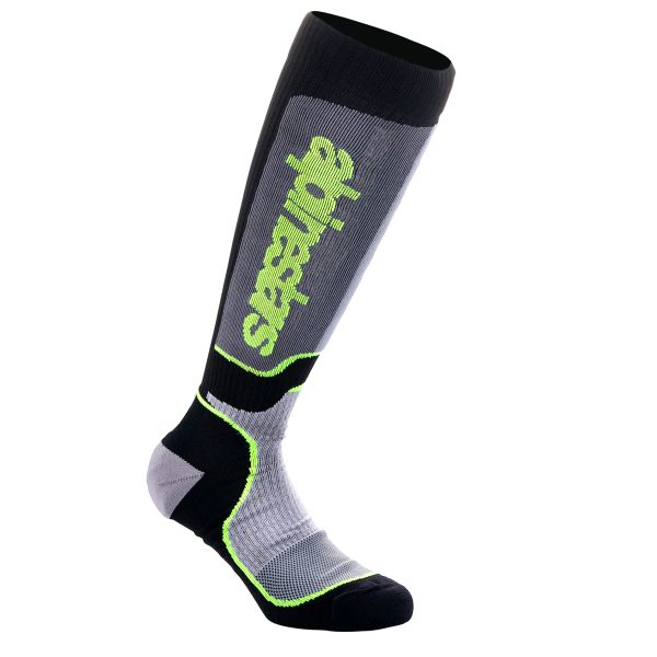 Calcetines Motocross Alpinestars Calcetines MX Plus Negro Gris Amarillo Fluo Calcetines Motocross Alpinestars Calcetines MX Plus Negro Gris Amarillo Fluo