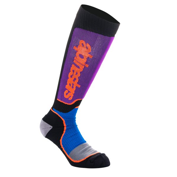 Calcetines Motocross Alpinestars Calcetines MX Plus Negro Azul real Morado Calcetines Motocross Alpinestars Calcetines MX Plus Negro Azul real Morado