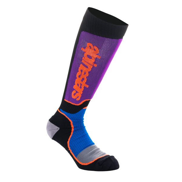 Calcetines Motocross Alpinestars Juvenil MX Plus Negro Azul Real Morado