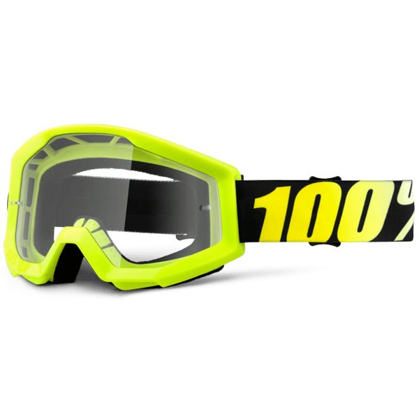 Gafas motocross 100% Strata Neon Yellow Clear Lens Ni�o