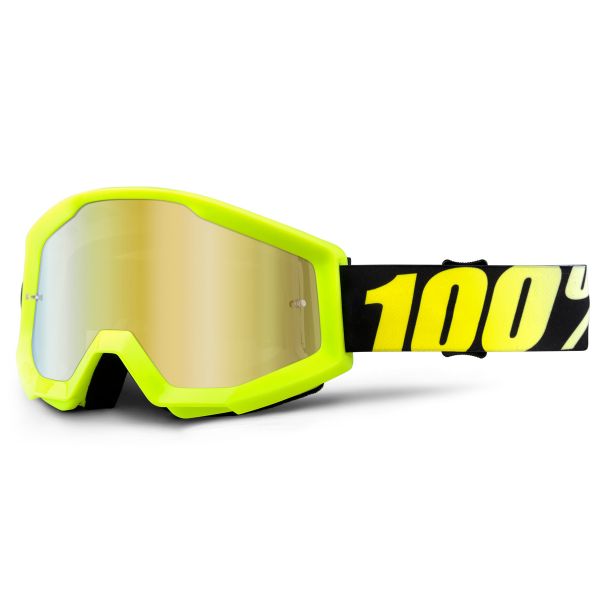 Gafas motocross 100% Strata Neon Yellow Mirror Gold Lens