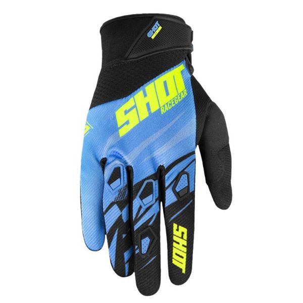 Guantes motocross SHOT Devo Ventury Cyan Neon Yellow CE Kid