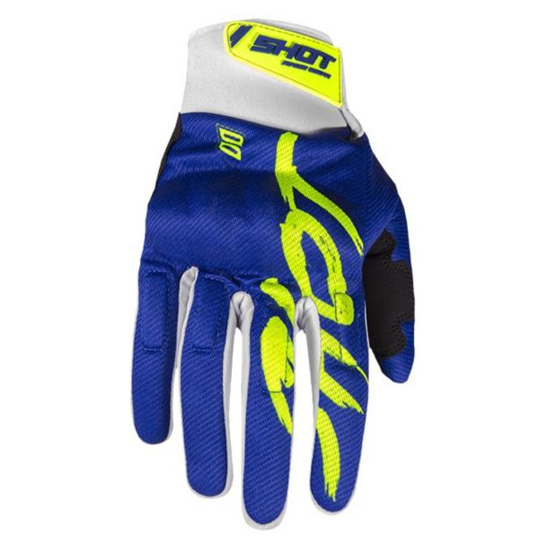 Guantes motocross SHOT Drift Razor Deep Blue Neon Yellow CE