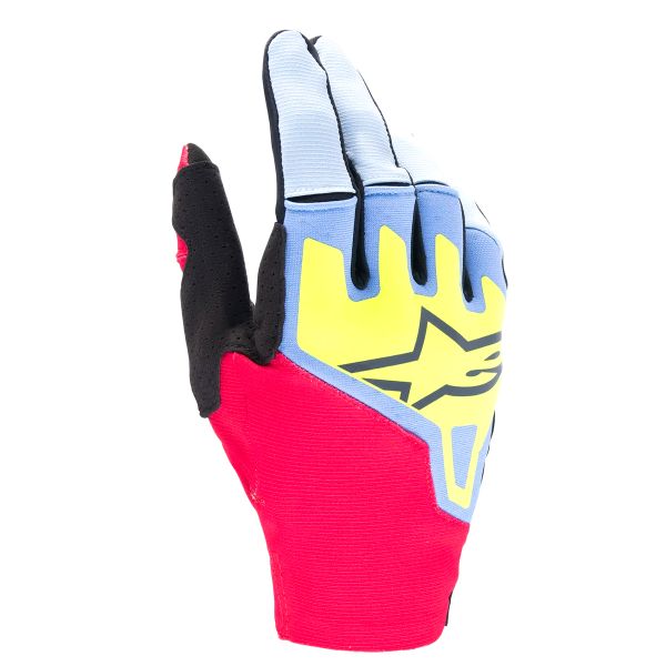 Guantes motocross Alpinestars Techstar Glove Light Blue Red Berry Black