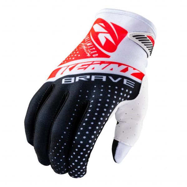 Guantes motocross Kenny Brave Black White Red Gloves
