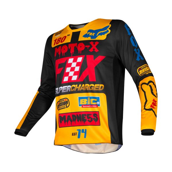 Camiseta Motocross FOX 180 Czar Negro Amarillo Ni�o