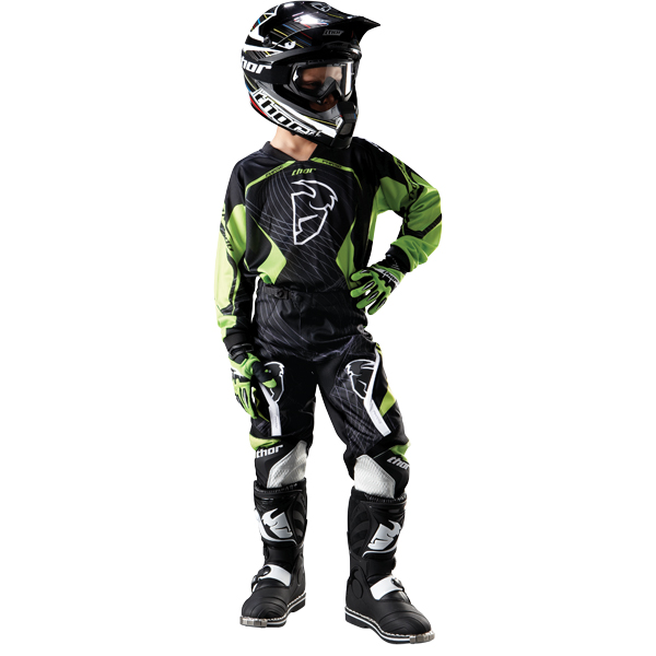 Camiseta Motocross Thor Phase Spiral Green Jersey Kid