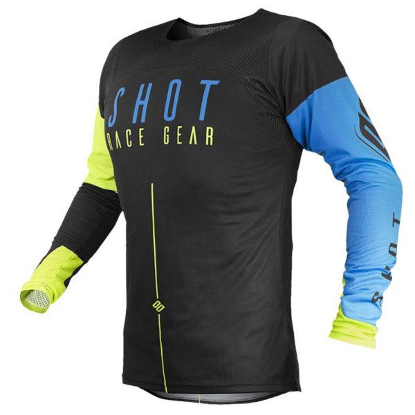 Camiseta Motocross SHOT Aerolite Alpha Blue Neon Yellow