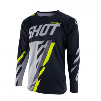 Camiseta Motocross SHOT Contact Score Negro Gris Neon Amarillo