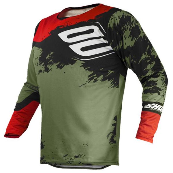 Camiseta Motocross SHOT Contact Shadow Kaki Red