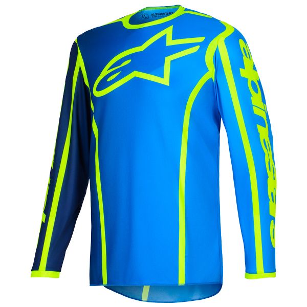 Camiseta Motocross Alpinestars Fluid Apex Jersey Blue Yellow Fluo