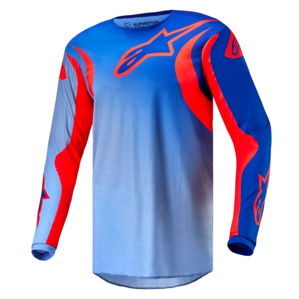 Camiseta Motocross Alpinestars Fluid Lucent Blue Ram Hot Orange