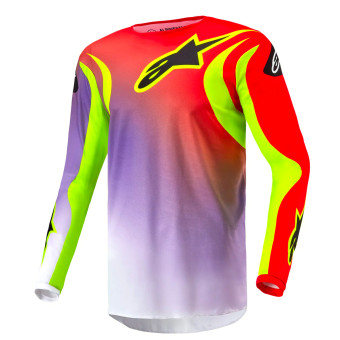 Camiseta Motocross Alpinestars Fluid Lucent White Neon Red Yellow Fluo