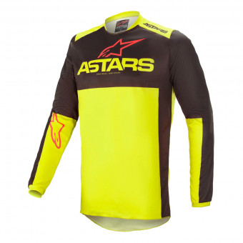 Camiseta Motocross Alpinestars Fluid Tripple Black Yellow Fluo Red