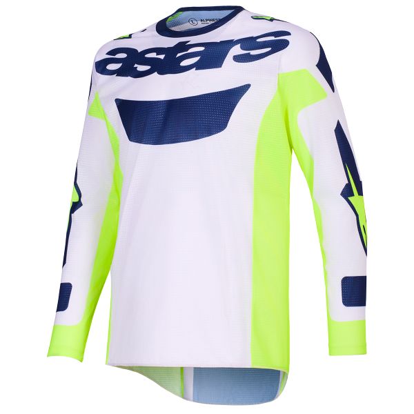 Camiseta Motocross Alpinestars Racer Air Riway Jersey Light Gray Yellow Fluo Blue
