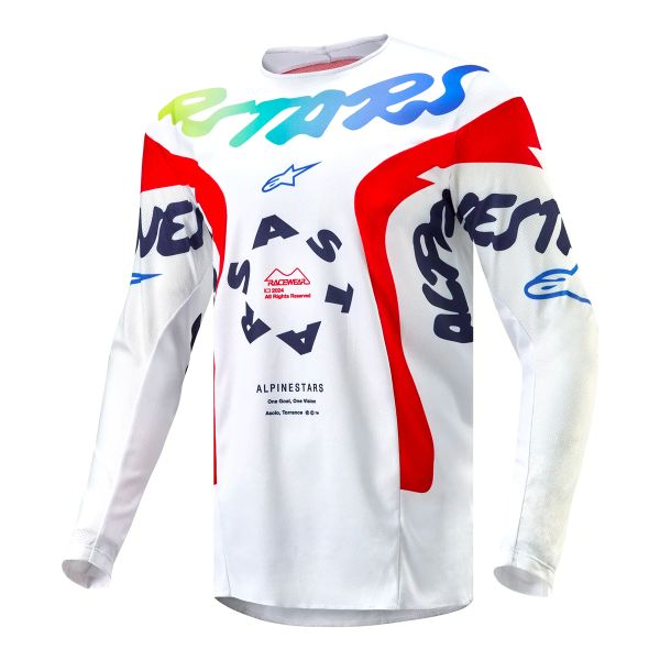 Camiseta Motocross Alpinestars Racer Hana White Multicolor
