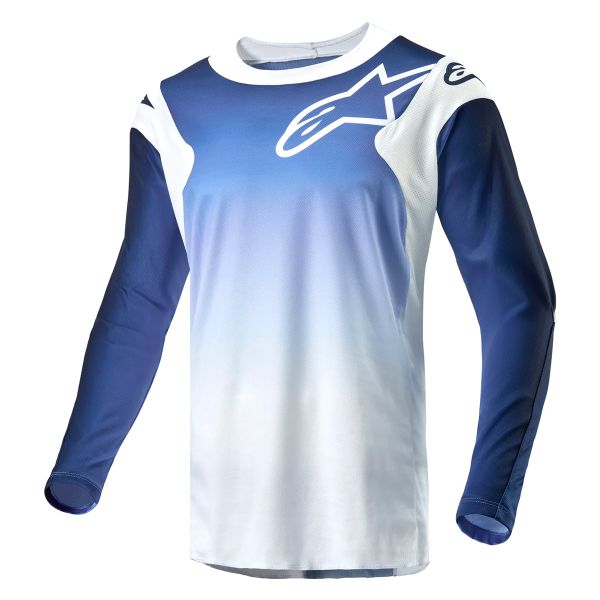 Camiseta Motocross Alpinestars Racer Hoen White Dark Navy Light Blue