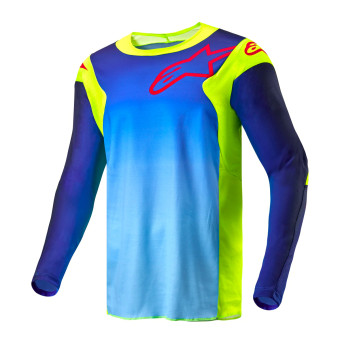 Camiseta Motocross Alpinestars Racer Hoen Yellow Fluo Blue Night Navy