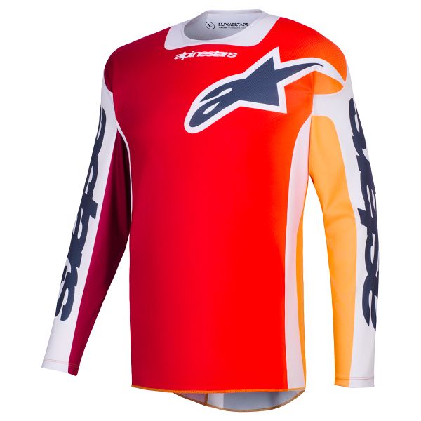 Camiseta Motocross Alpinestars Racer Portl Jersey Red Light Gray Dark Gray