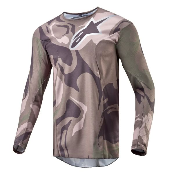 Camiseta Motocross Alpinestars Racer Tactical Military Green Camo Brown