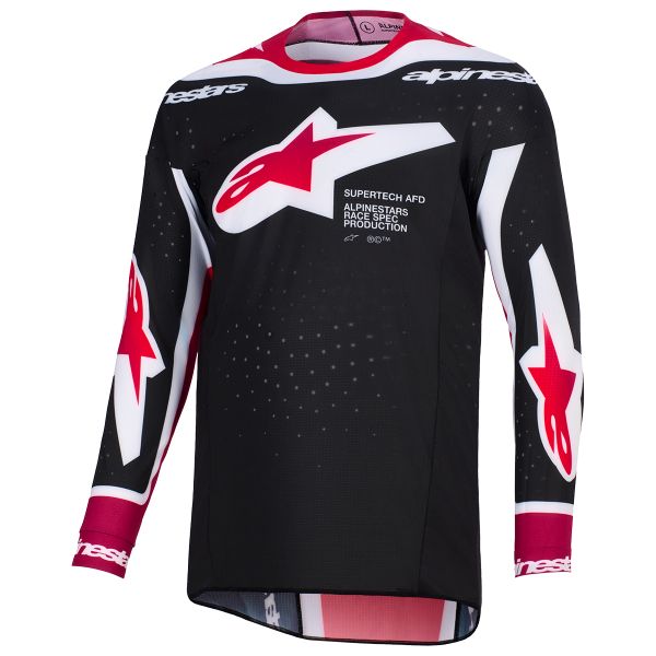 Camiseta Motocross Alpinestars Supertech Pro Vista Jersey Black Red White