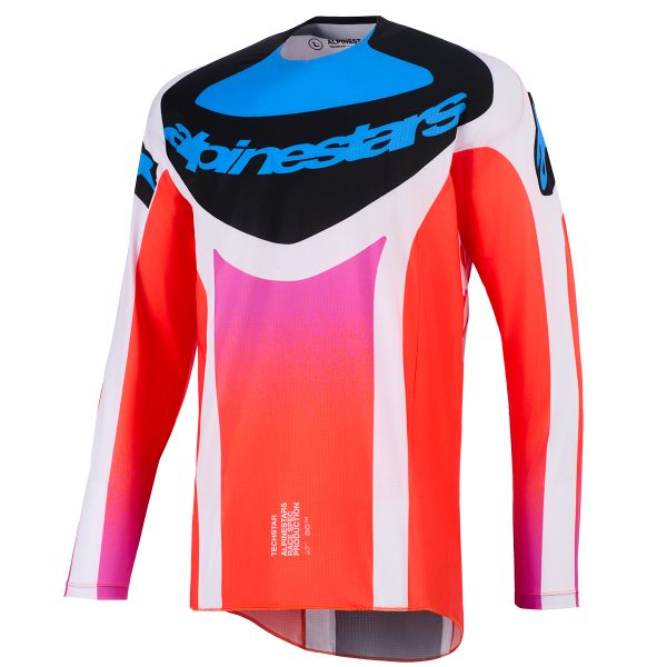 Camiseta Motocross Alpinestars Techstar Knif Jersey Light Gray Orange Fluo Black