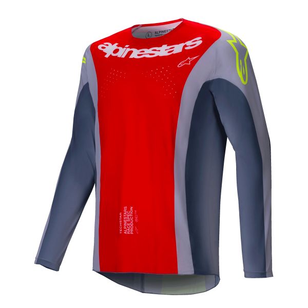 Camiseta Motocross Alpinestars Techstar Melt Bright Red Gray Camiseta Motocross Alpinestars Techstar Melt Bright Red Gray