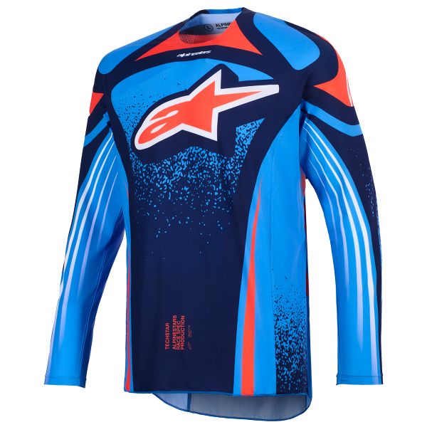 Camiseta Motocross Alpinestars Techstar Nomur Jersey Dark Navy Orange Ucla Blue