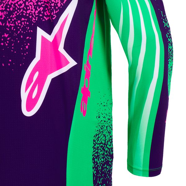Alpinestars Techstar Nomur Jersey Deep Purple Green Pink Fluo