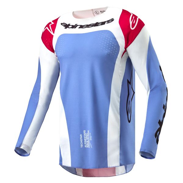 Camiseta Motocross Alpinestars Techstar Ocuri Light Blue Yellow Fluo Red Berry