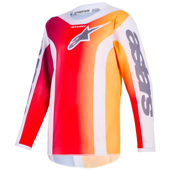 Camiseta Motocross Alpinestars Youth Fluid Portl Jersey Red Light Gray Dark Gray