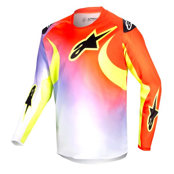 Camiseta Motocross Alpinestars Youth Racer Lucent White Neon Red Yellow Fluo